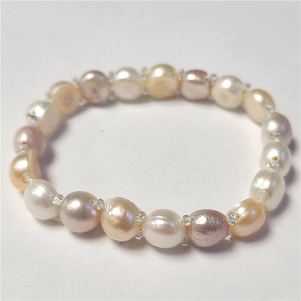 Fresh Water Pearl Flexible Bracelet (~Size )(Ring is resizable for $40) (~length inches), Suggested 