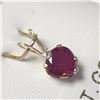 Image 2 : 10K Yellow Gold Ruby(1ct) Diamond(0.03ct) Pendant (~Size )(Ring is resizable for $40) (~length inche