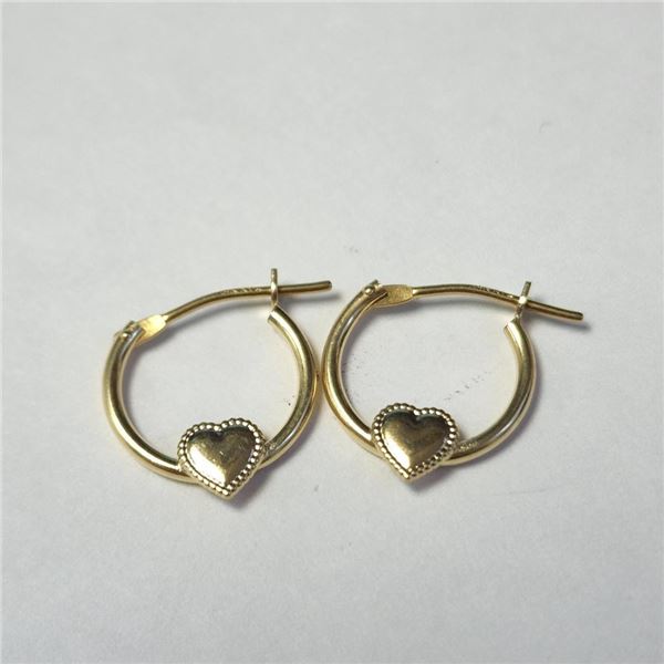 14K Yellow Gold Heart Mini Hoop Earrings (~Size )(Ring is resizable for $40) (~length inches), Sugge