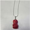 Image 2 : Silver Polymerized Coral 16" Ganesh Necklace (~Size )(Ring is resizable for $40) (~length inches), S