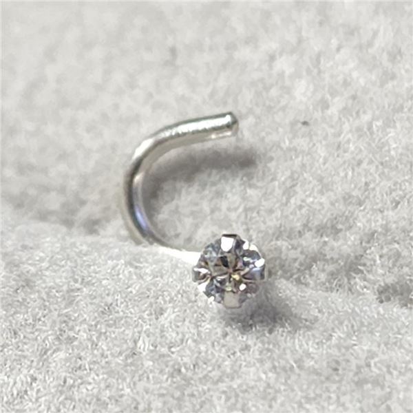 14K White Gold Cubic Zirconia Nose Pin (~Size )(Ring is resizable for $40) (~length inches) (~weight