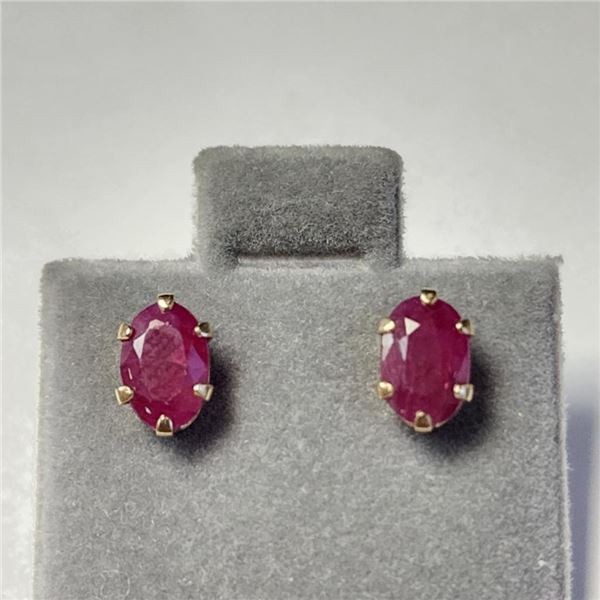 10K Yellow Gold Ruby(0.6ct) Earrings (~Size )(Ring is resizable for $40) (~length inches), Made in C