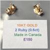 Image 3 : 10K Yellow Gold Ruby(0.6ct) Earrings (~Size )(Ring is resizable for $40) (~length inches), Made in C