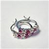 Image 2 : Silver Created Ruby Earrings (~Size )(Ring is resizable for $40) (~length inches), Suggested Retail 