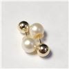 Image 1 : 10K Yellow Gold Fresh Water Pearl 2In1 Earrings (~Size )(Ring is resizable for $40) (~length inches)