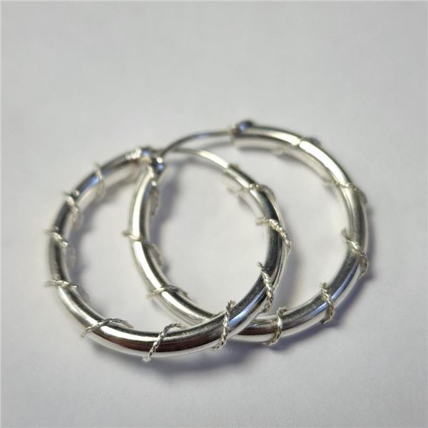 Silver Hoop Earrings (~Size )(Ring is resizable for $40) (~length inches), Suggested Retail Value $4