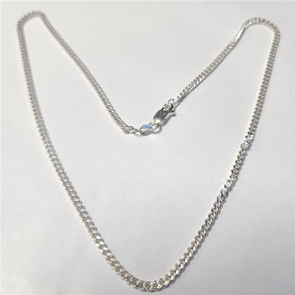 Silver Cuban Link Chain 16" Necklace (~Size )(Ring is resizable for $40) (~length inches), Suggested