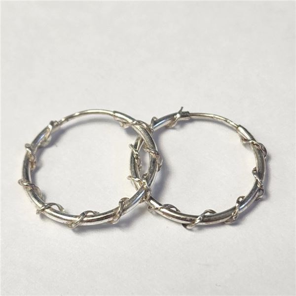 Silver Hoop Earrings (~Size )(Ring is resizable for $40) (~length inches), Suggested Retail Value $5