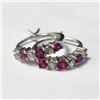 Image 1 : Silver Created Ruby Earrings (~Size )(Ring is resizable for $40) (~length inches), Suggested Retail 