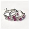 Image 2 : Silver Created Ruby Earrings (~Size )(Ring is resizable for $40) (~length inches), Suggested Retail 