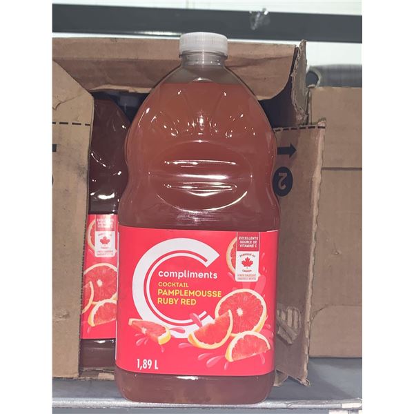 Compliments Cocktail Grapefruit Ruby Red Case Lot 6 x 1.89L
