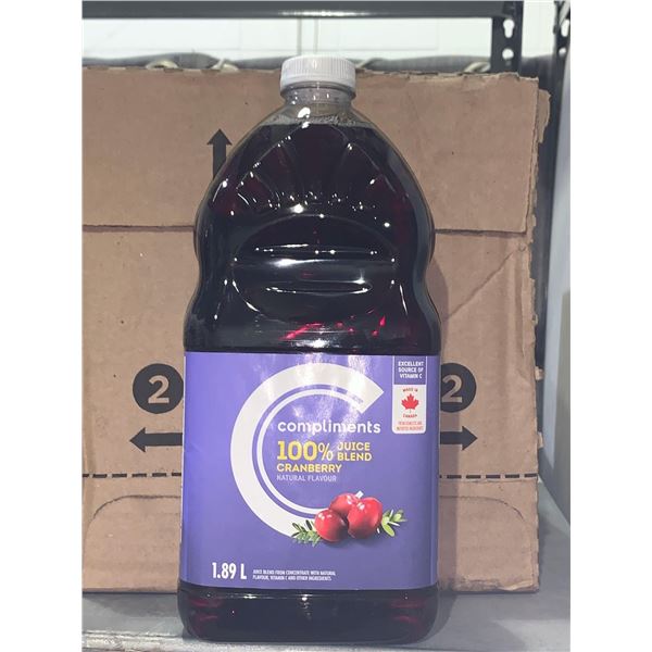 Compliments Cranberry Juice blend Case Lot 6 x 1.89L