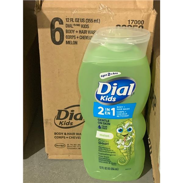 Dial Kids 2 in 1 Melon Gentle Body & Hair Wash Case Lot 6 x 12 fl oz
