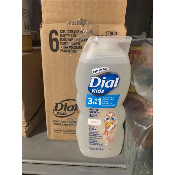 Dial Kids 3 in 1 Peach Body, hair and Bubble bath Case Lot 6 x12floz