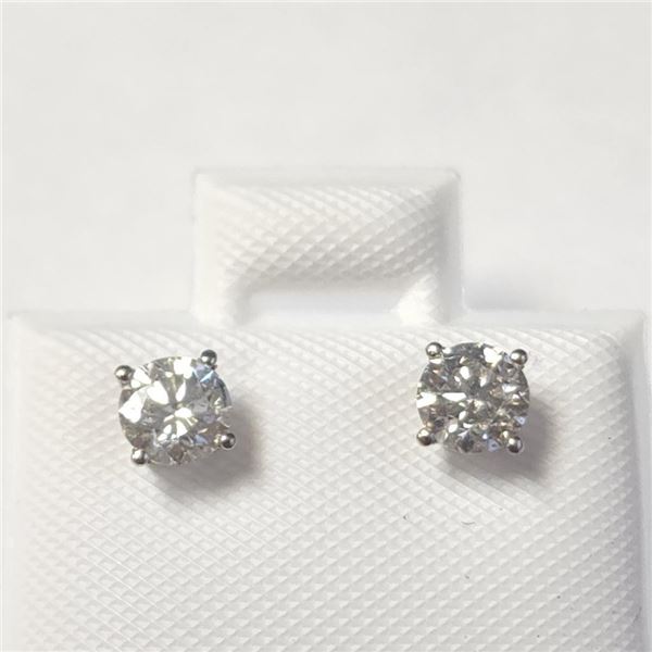14K White Gold Diamond (0.62Ct,Si1-2,G-H) Earrings (~Size )(Ring is resizable for $40) (~length inch