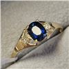 Image 1 : 10K Yellow Gold Sapphire(0.68ct) Diamond(0.03ct) Ring (~Size 6.5)(Ring is resizable for $40) (~lengt