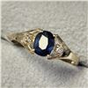 Image 2 : 10K Yellow Gold Sapphire(0.68ct) Diamond(0.03ct) Ring (~Size 6.5)(Ring is resizable for $40) (~lengt