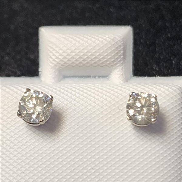 14K White Gold Diamond (0.4Ct,I1-3,F-G) Earrings (~Size )(Ring is resizable for $40) (~length inches