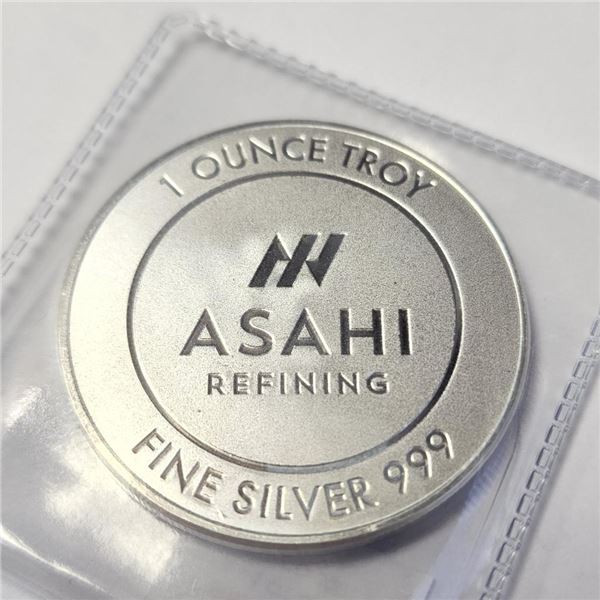 Fine Silver Asahi 1 Oz Coin (~Size )(Ring is resizable for $40) (~length inches), Suggested Retail V