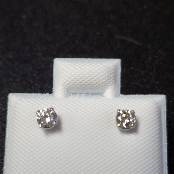 14K White Gold Diamond (0.2Ct,I1-3,F-G) Earrings (~Size )(Ring is resizable for $40) (~length inches