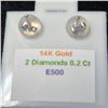 Image 4 : 14K White Gold Diamond (0.2Ct,I1-3,F-G) Earrings (~Size )(Ring is resizable for $40) (~length inches