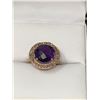 Image 1 : Natural Amethyst and Diamond Cluster Top 7.36 Carat Silver & 14K Gold Ring with Certificate Value $1