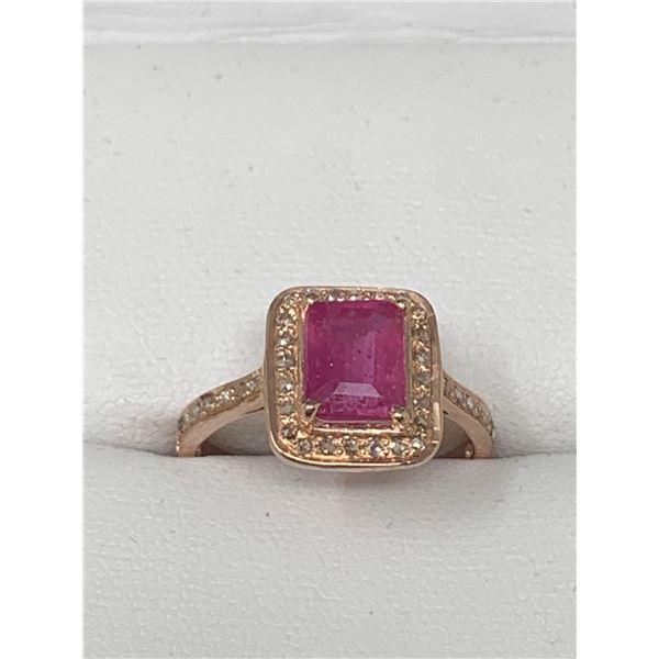 Natural Ruby & Diamond Solitaire Cluster Ring 1.95 Carat with certificate Value $1400.00