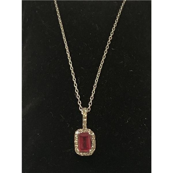 Natural Ruby Pendant Solitaire 1.10 Carat Emerald Cut on .925 Silver with certificate Value $1100.00