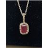 Image 2 : Natural Ruby Pendant Solitaire 1.10 Carat Emerald Cut on .925 Silver with certificate Value $1100.00