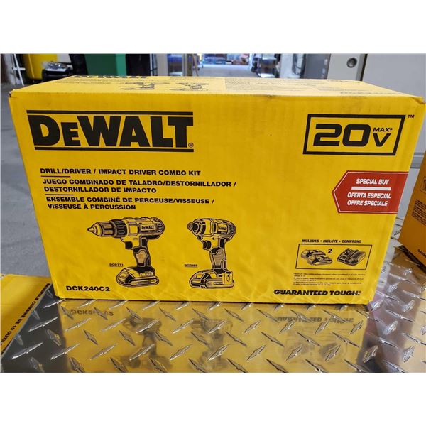 NEW - Dewalt Drill Driver? / Impact Driver Kit with 2X 20V Batteries & Charger