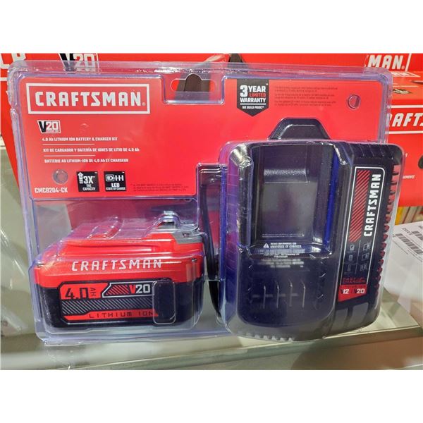 NEW Craftsman V20 4.0 Ah Lithium Ion Battery & Charger