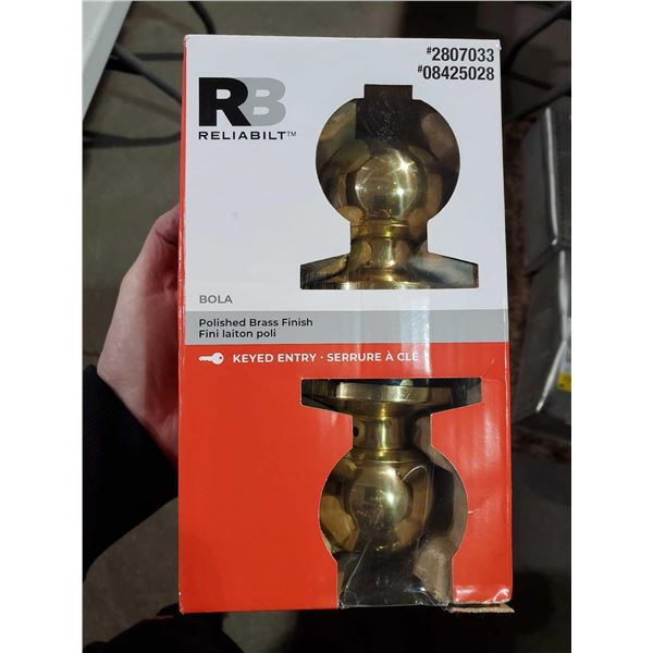 Reliabilt Bola Polished Brass Finish Keyed Entry