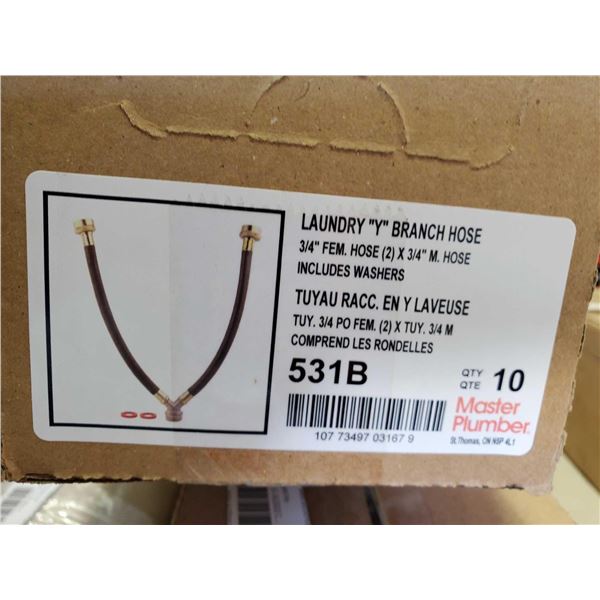 Laundry "Y" Branch Hose 3/4"fem hose (2) x 3/4" M Hose Includes Washers Box Lot