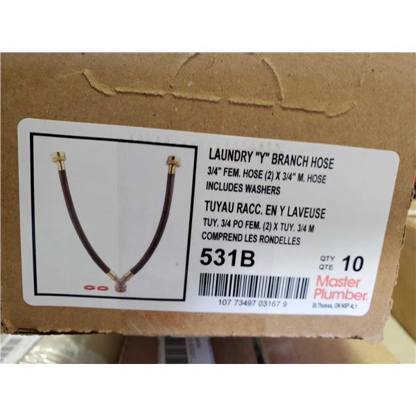 Laundry "Y" Branch Hose 3/4"fem hose (2) x 3/4" M Hose Includes Washers Box Lot