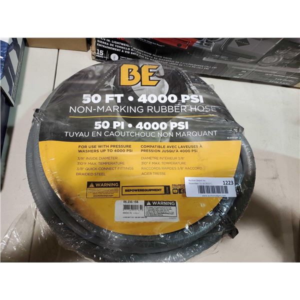 BE 50 ft 4000 PSI non-marking Rubber Pressure Washer  Hose
