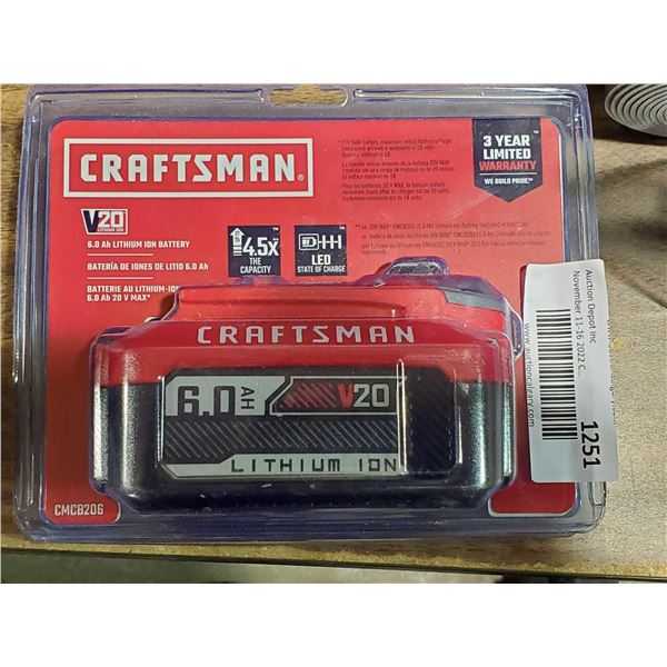 Craftsman 6.0 Ah Lithium Ion Battery