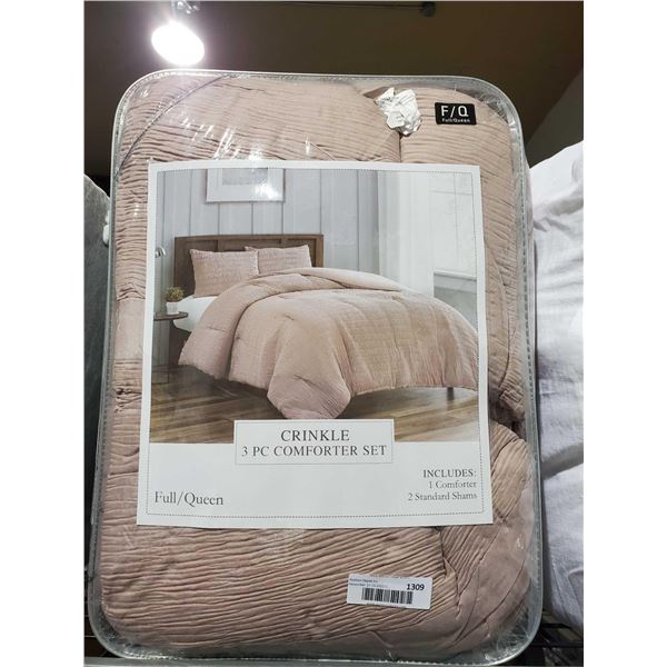 Crinkle 3pc Comforter Set Queen/Full