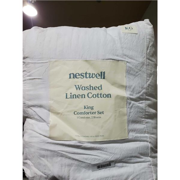 Nestwell Washed Linen Cotton King Comforter Set