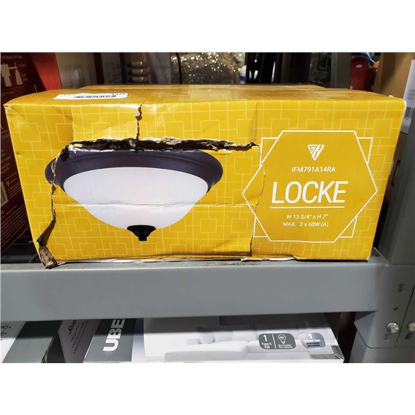 Locke Rubbed Antique Bronze + Flat Opal Glass Ceiling Mount Light