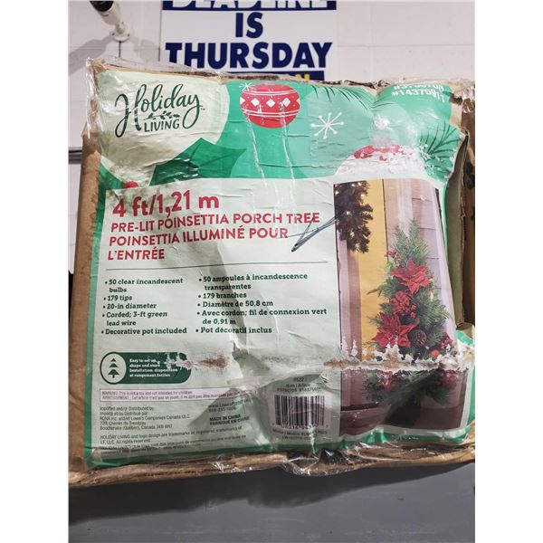 Holiday Living 4ft Pre Lit Poinsettia Porch tree
