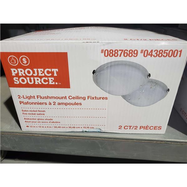Project Source 2 Light Flushmount Ceiling Fixtures Satin Nickle Finish