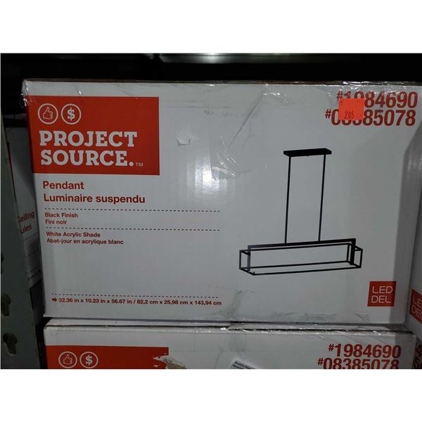 Project Source Pendant Light Fixture Black Finish & White Acrylic Shade
