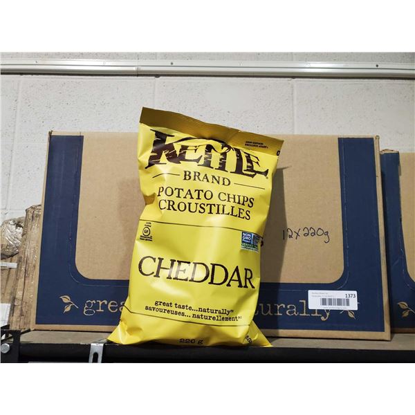 Kettle Brand Cheddar Potato Chips Case lot 12x220g
