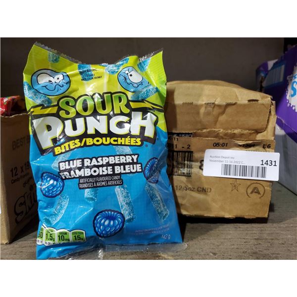 Sour Punch Bites Blue raspberry Case Lot 12 x 142g