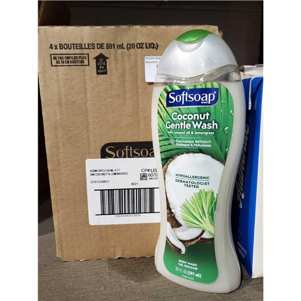 Soft Soap Coconut Gentle Body Wash Case Lot 4 x 591ml