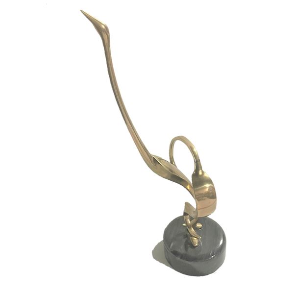 Large Vintage Brass Crane Pair Sculpture Modern Brass Decor