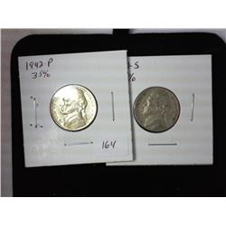 1942-P And 1942-S Jefferson War Nickel (UNC)