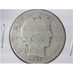 1907-S Barber Half Dollar