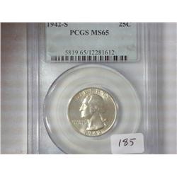 1942-S Washington Quarter PCGS MS65