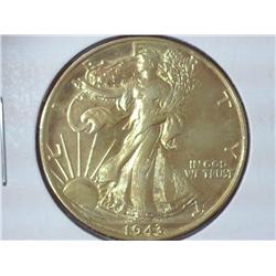 1943 Gold Plated Walking Liberty Half Dollar